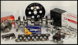 SBC CHEVY 434 ASSEMBLY SCAT & WISECO -9.5cc Dh. 4.155 PISTONS 2PC RMS-350 MAINS MANLEY CRANK