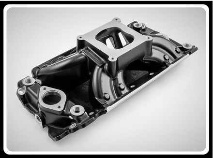 BBC Chevy Speedmaster HiRise Intake Manifold Black Rect Port # 1-147-024