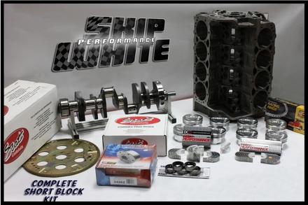 SB CHEVY 434 DART SHORT BLOCK FORGED -19.5cc DISH 4.155 PISTONS SCAT RODS, MANLEY CRANK