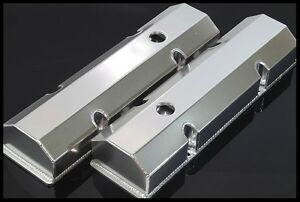 SBC FABRICATED TALL ALUMINUM VALVE COVERS w/ ACCESSORY HOLES # 6145-SATIN