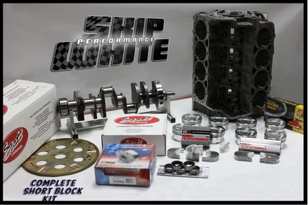 SBC CHEVY 421 DART SHORT BLOCK FORGED -16cc DISH TOP 4.155 PISTONS MANLEY CRANK